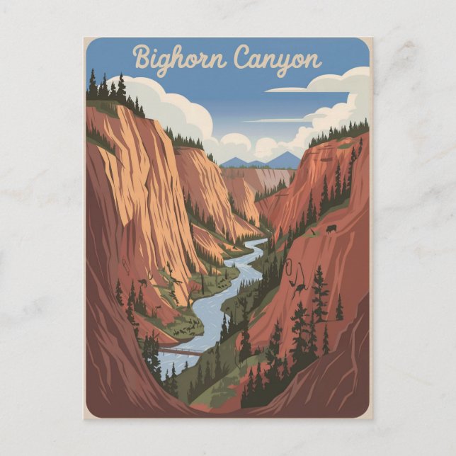 Bighorn Canyon Vintag Postkarte (Vorderseite)
