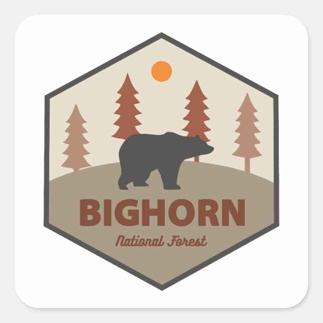 Bighorn National Forest Wyoming Bear Quadratischer Aufkleber (Vorderseite)