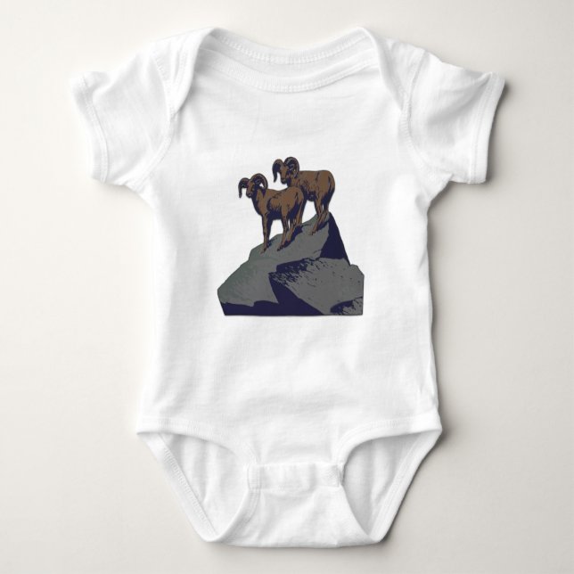 Bighorn Sheep American West Wildlife Baby Strampler (Vorderseite)