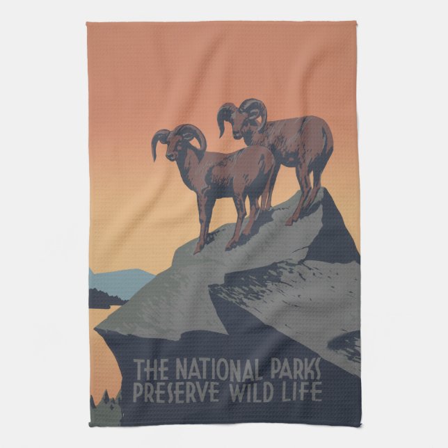 Bighorn Sheep American West Wildlife Geschirrtuch (Vertikal)
