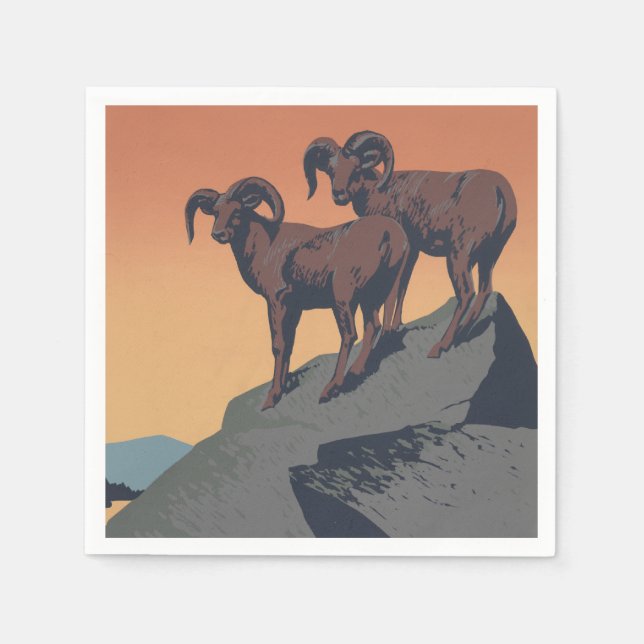 Bighorn Sheep American West Wildlife Serviette (Vorderseite)