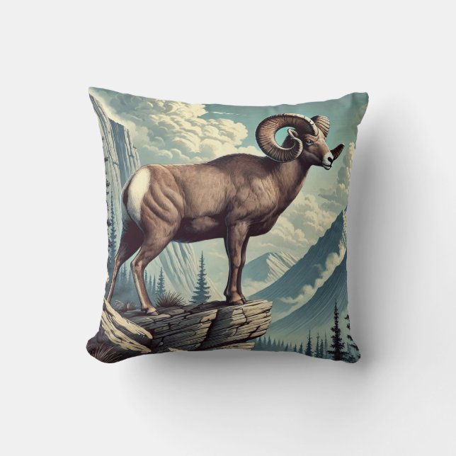 Bighorn Sheep auf einem Felsvorsprung Kissen (Vorderseite)
