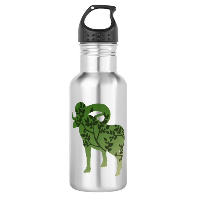 Bighorn Sheep Tree Edelstahlflasche (Vorderseite)
