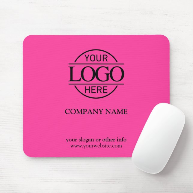 Bight Pink Modern Custom Company Business Logo Mousepad (Mit Mouse)