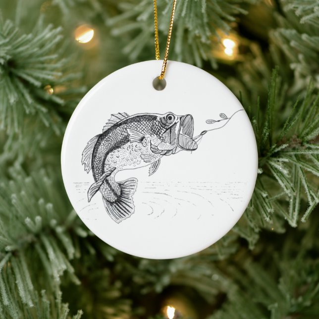 Bigmouth, Largemouth Bass — Großer Fisch nach Lure Keramik Ornament (Baum)