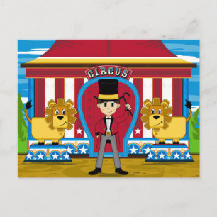 Bigtop Circus Ringmaster und Löwen Postkarte