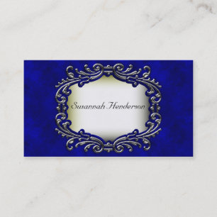 Bijou d'argent sur Cartes de visite Blue Velvet