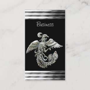Bijou d'oiseau carte de visite en argent noir Phoe