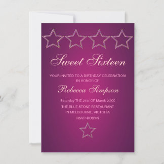 Bijou rose Star Sweet 16 Invitation d'anniversaire