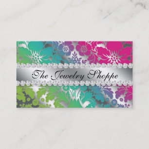 Bijoux Carte de visite Damask Floral Silver PGB
