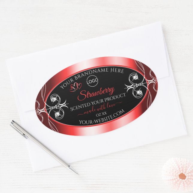 Bijoux chatoyants Ruby Rouge Noir Logo Étiquette (Enveloppe)