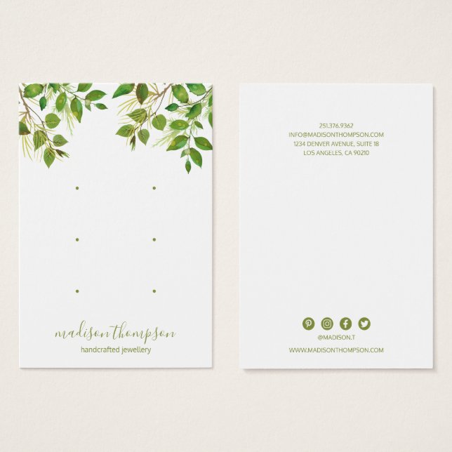 Bijoux en feuillage vert Écran à 3 trous (Devant & derrière)