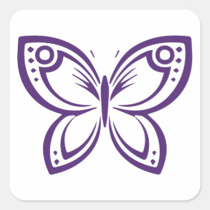 Bijoux Papillons Outline - Autocollant Carré viole