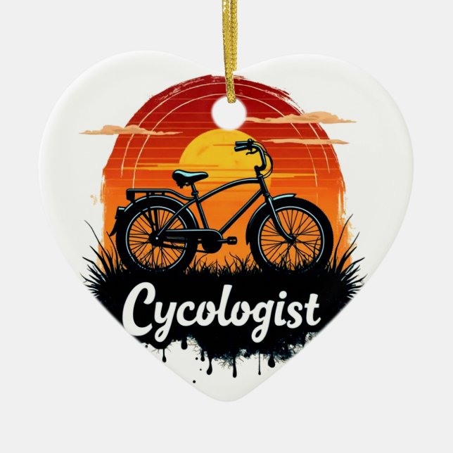 Bike Adventure des Cykologen: Das grafische T-Shir Keramik Ornament (Vorne)
