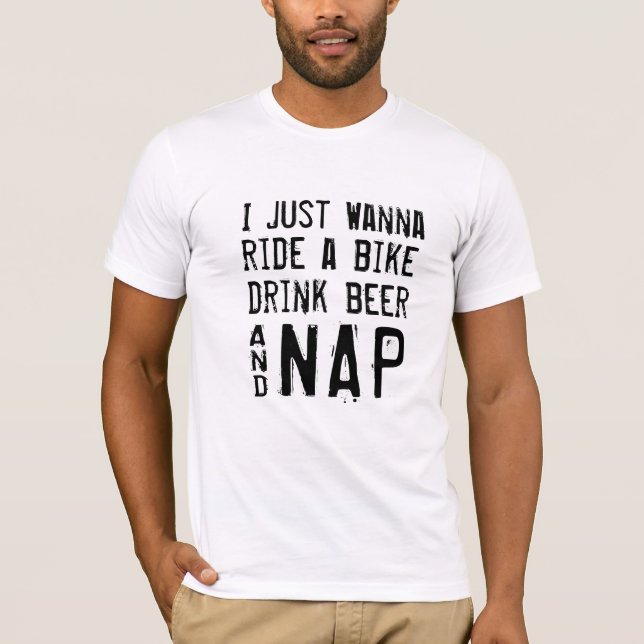 Bike Beer Nap Tee, Cyclisme Sarcasm T-shirt (Devant)