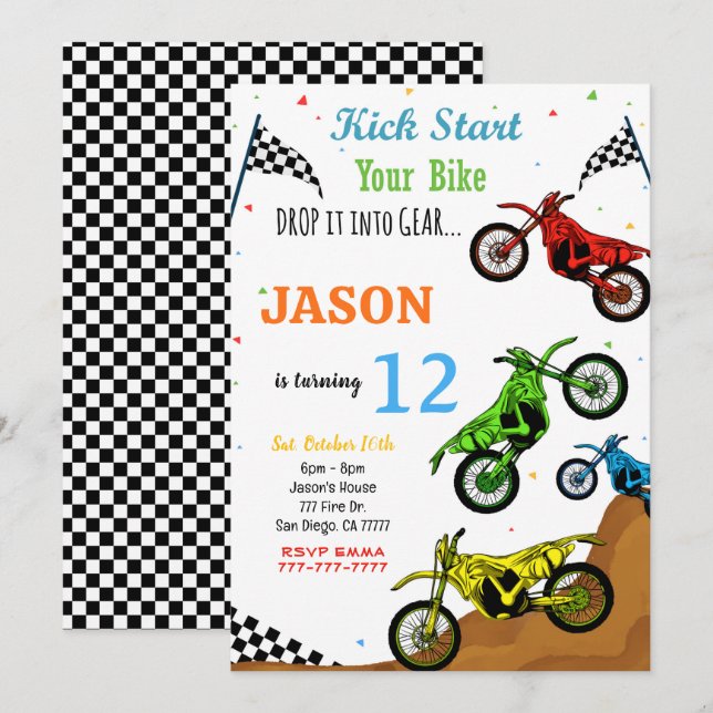 Bike Birthday Einladung (Vorne/Hinten)