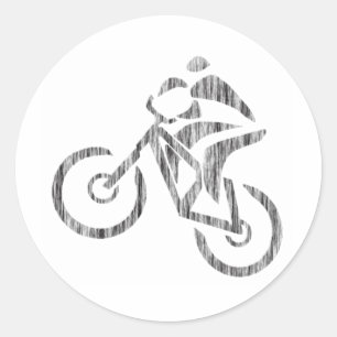 Bike Cross gehatcht Runder Aufkleber
