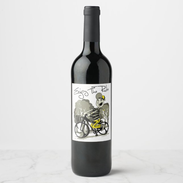 Bike-Illustration Weinetikett (Vorderseite)
