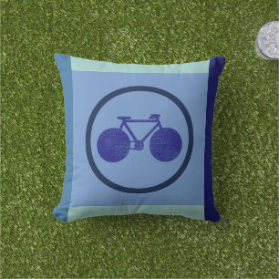 Bike-inspiriert Fahrraddesign auf geometrisch blau Kissen
