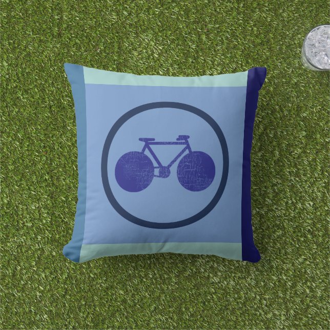 Bike-inspiriert Fahrraddesign auf geometrisch blau Kissen (Golfball-Marker)