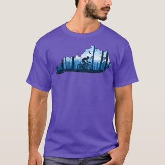 Bike Kentucky Staat Karte Mountain Biking Blues T-Shirt