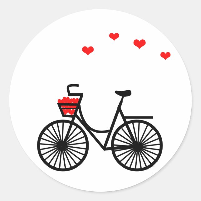 Bike-Körbe voller Herz-Runde-Sticker Runder Aufkleber (Vorderseite)