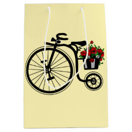 Bike mit Blume Geschenktasche - individuell einste Mittlere Geschenktüte