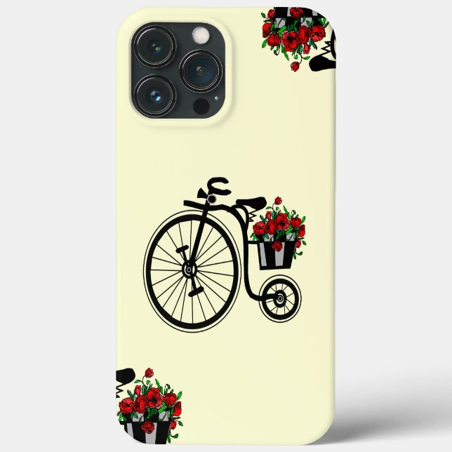 Bike mit Blume iPhone Case - Farbe auswählen (Rückseite)