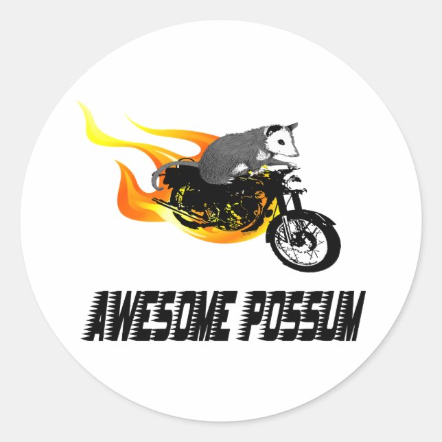 Bike Rider Phantastisch Possum Runder Aufkleber (Vorderseite)