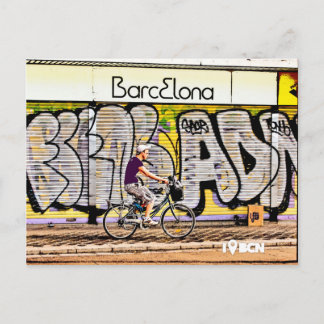 Bike riding on Barcelona, Spain Postkarte