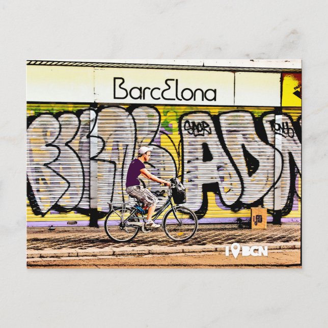 Bike riding on Barcelona, Spain Postkarte (Vorderseite)