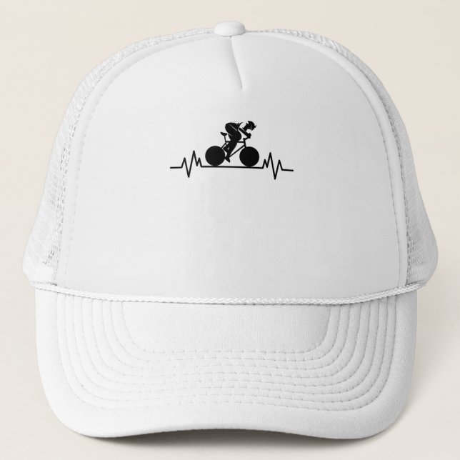 Bike Road Heartbeat Design Bicycle Gift Truckerkappe (Vorderseite)