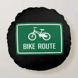 Bike-Route-Zeichen Rundes Kissen