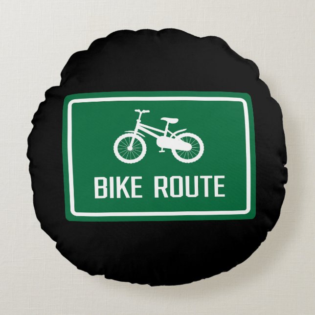 Bike-Route-Zeichen Rundes Kissen (Vorderseite)