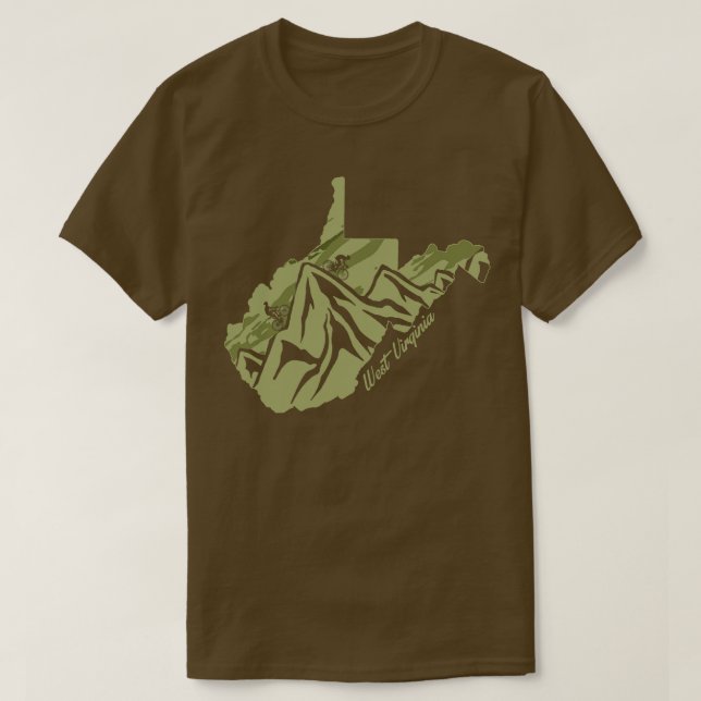 Bike: Staat Virginia Kontur Olivenweg T-Shirt (Design vorne)