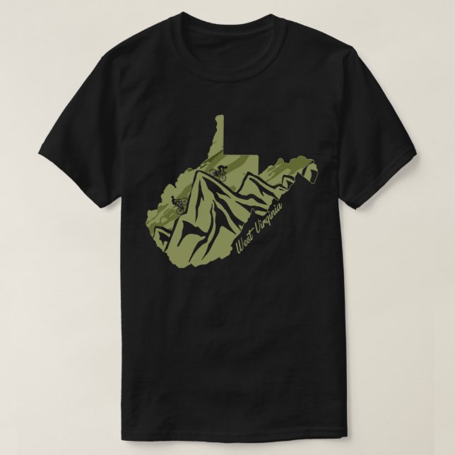 Bike: Staat Virginia Kontur Olivenweg T-Shirt (Design vorne)