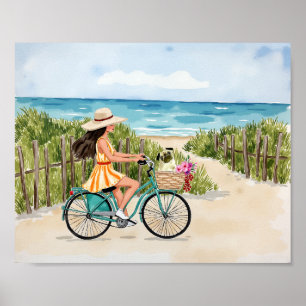 Bike: The Beach Wasserfarbe Poster