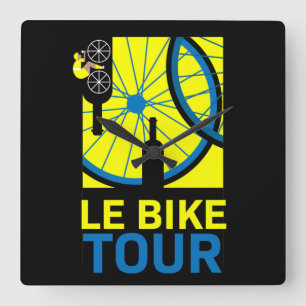 Bike Touring Art Quadratische Wanduhr