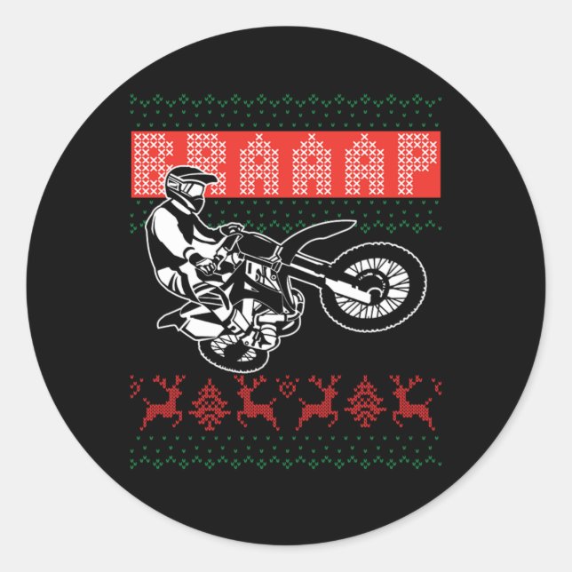 Bike Ugly Biker Weihnachts Motocross Motorrad Gif Runder Aufkleber (Vorderseite)