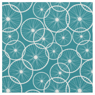 Bike Wheels Blau und Weiß Muster Stoff