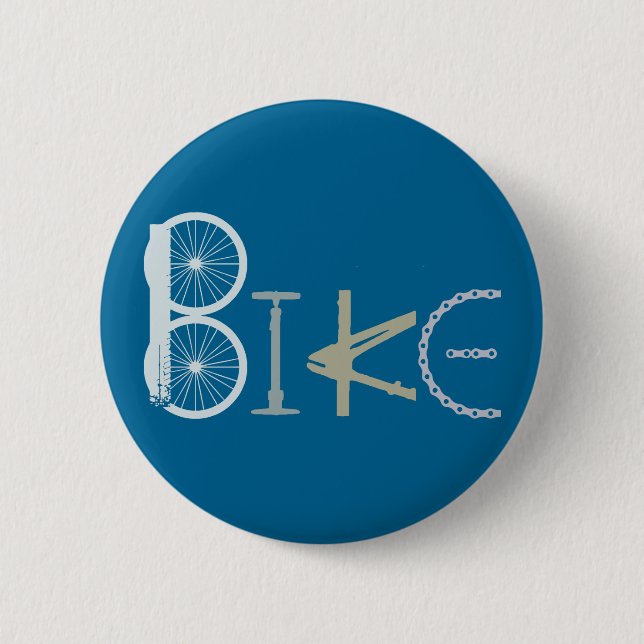 Bike Worte aus Fahrradteilen Fahrradsportfan Button (Vorderseite)