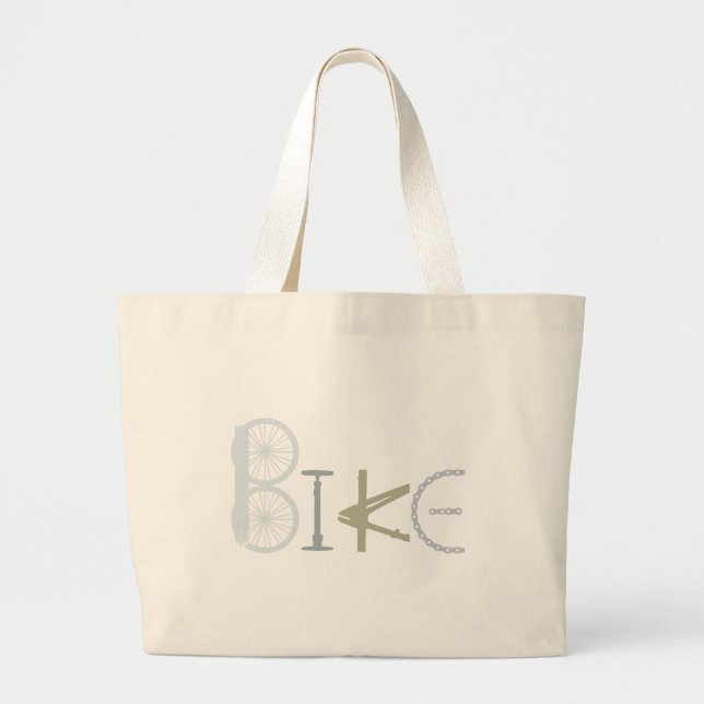 Bike Worte aus Fahrradteilen Fahrradsportfan Jumbo Stoffbeutel (Vorne)
