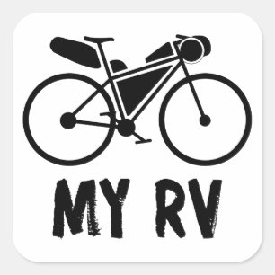 Bikepacking, mein Freizeitfahrzeug Quadratischer Aufkleber