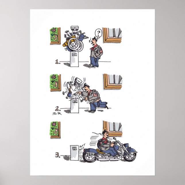 Biker At Museum matte poster (Vorne)