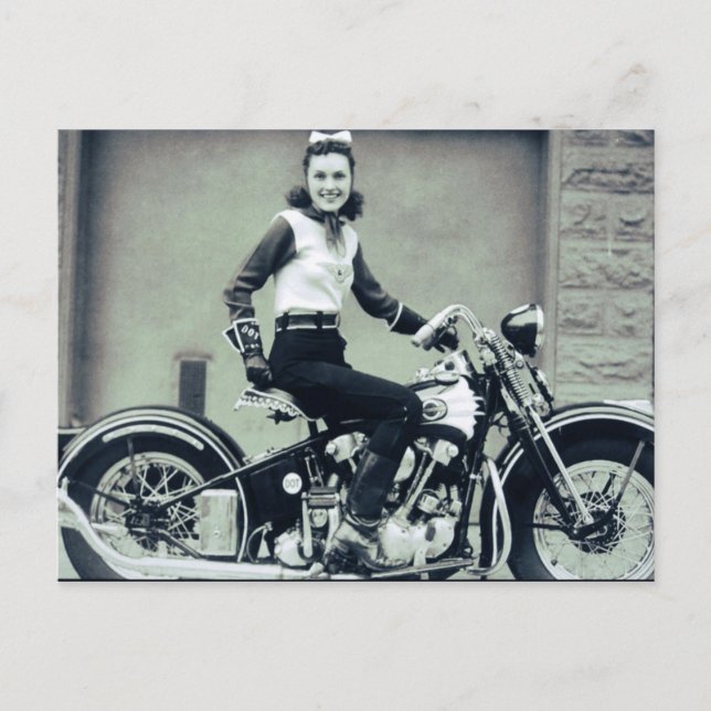 Biker Babe Postkarte (Vorderseite)