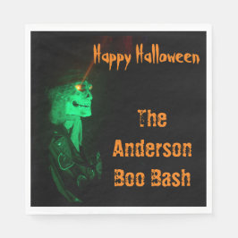 Biker Billy Halloween Skeleton Black & Orange Serviette