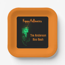 Biker Billy Halloween Skeleton Pumpkin Orange Pappteller