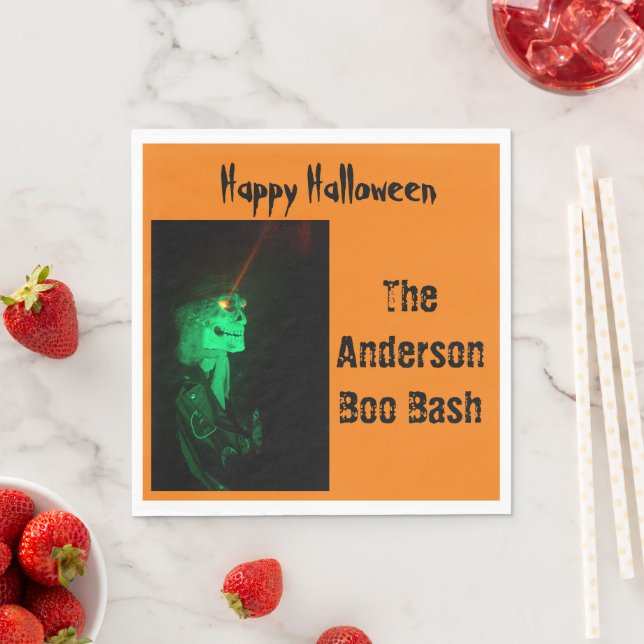 Biker Billy Halloween Skeleton Pumpkin Orange Serviette (Beispiel)