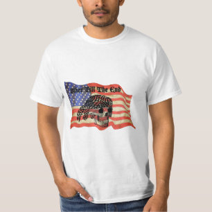 Biker bis zum Ende Schädel USA Flag Kunst T-Shirt