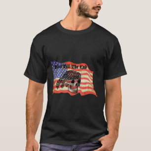 Biker bis zum Ende Schädel USA Flag Kunst T-Shirt